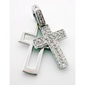 New! 14k White Gold 5/8ct TDW Diamond 2-piece Cross Nec
