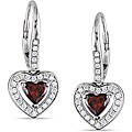 14k Gold 1 1/3ct TDW Red and White Diamond Heart Earrings (G-H, SI1)