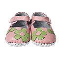 Little Blue Lamb Handmade Pink/ Green Leather Infant/ Toddler Walking Shoes