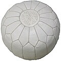 Moroccan Contemporary Leather Ottoman White (Morocco)