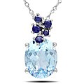 10k White Gold 4ct TGW Blue Topaz and Sapphire 17-inch Necklace