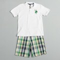 US Polo Association Boy's Shirt and Plaid Short Set
