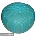 Moroccan Contemporary Leather Ottoman Tangerine (Morocco)