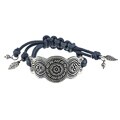 Metal Cuff with Blue Macrame Bracelet (India)