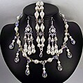 Clear AB Crystal and White Pearl Wedding Jewelry Set