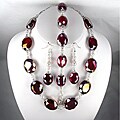 Fiery Red Large Oval Crystal Wedding Jewelry Set