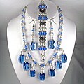 Light Blue Sapphire Crystal and White Pearl Jewelry Set