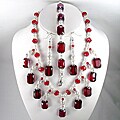 Siam Crystal and White Pearl Jewelry Set