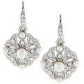 New! Carolee High Note White Faux-pearl Ornate Drop Earrings