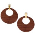 New! Kenneth Jay Lane Goldtone Dark Wood Earrings
