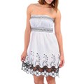 Stanzino Women's White Cotton Embroidered Cut-out Hem Dress