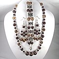 Chocolate Pearl and Smoky Quartz Wedding Jewelry Set