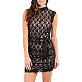 Stanzino Women's Black and Taupe Lace Mini Dress
