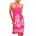 Stanzino Women's Fuschia Damask Beaded Halter Dress