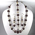 Chocolate Pearl and Gold Crystal Wedding Jewelry Set