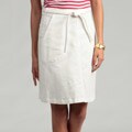 Adam Women's White Self Belted 2-pocket Skirt