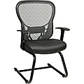 Offiice Star Deluxe R2 SpaceGrid Back Visitors Chair with Fixed Arms and Leather Seat