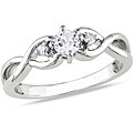 Sterling Silver 1/3ct TGW White Sapphire and Diamond Accent Ring