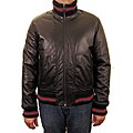Knoles & Carter Men's Knit Collar Leather Urban Bomber Jacket