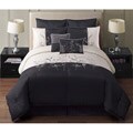 Amelia Black/White Embroidered 8-piece Queen Comforter Set