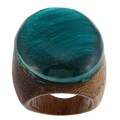Wood Turquoise Resin Oval Fashion Ring