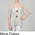 Katie Todd Women's Cotton Mesh Short Sleeve Handkerchief Hem Cardigan