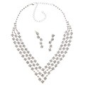 LinaJoy Silvertone White Rhinestone Jewelry Set