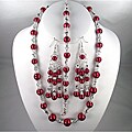 Cherry Red Pearl Wedding Jewelry Set