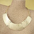 Handcrafted Hammered Gold Metal Bib 'Solace' Necklace (India)
