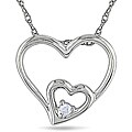 10k White Gold Diamond Accent Double Heart Necklace