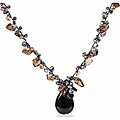Black Agate, FW Pearl and Smokey Quartz Necklace (4-9 mm)