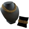 Thai-handicraft Goldtone Bead Cluster Necklace and Bracelet Set (Thailand)
