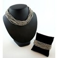 Thai-handicraft Silvertone Bead Cluster Necklace and Bracelet Set (Thailand)