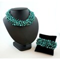 Thai-handicraft Turquoise Cluster Necklace and Bracelet Set (Thailand)