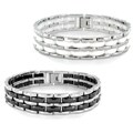 Stainless Steel and Ceramic Wide Link Bracelet
