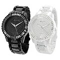 Geneva Platinum Men's Rhinestone Link Watch