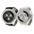 Geneva Platinum Men's Rhinestone Chronograph Simulated Leather Watch