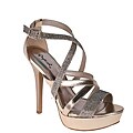 Qupid by Beston Women's Champagne Glitter Stiletto Sandals
