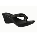 Bolaro by Beston Women's Black Wedge Thong Sandals