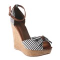 Wild Diva by Beston Women's 'Madison-22A' Black Stripe Wedges