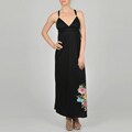 LA Gold Women's Black Flower Maxi Dress