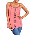 Stanzino Women's Coral Embroidered Spaghetti Strap Tank
