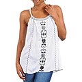Stanzino Women's White Embroidered Spaghetti Strap Tank