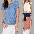 Chaudry Women's Short Sleeve Peasant Top