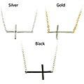 Fusion Silver Overlay Diamond Accent Cross Necklace