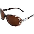 Oval Fashion Sunglasses Polarized Brown and White 2tone Frame Brown Lenses for Women