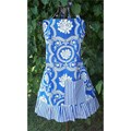 Just Girls Damask Blue Ruffled Apron