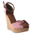 Wild Diva by Beston Women's 'Madison-22A' Red Peep Toe Wedges