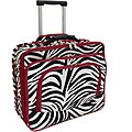 World Traveler Red Trim Zebra Fashion Print Women's Rolling 17-inch Laptop Case