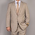 Bertolini Men's Taupe Plaid Wool/ Silk Suit